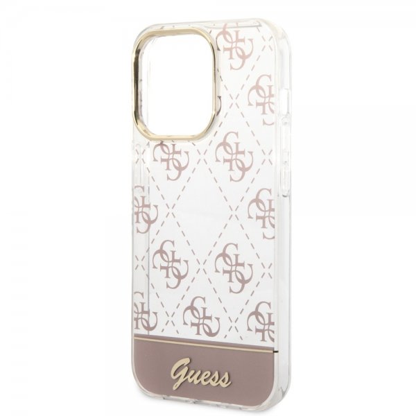Guess iPhone 14 Pro Max Skal Bottom Stripe Script Logo Rosa