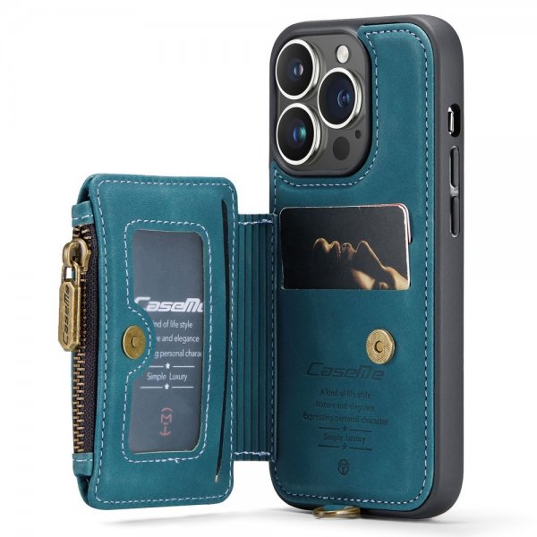 CaseMe iPhone 14 Pro Max Skal C20 Kortfack Dragkedja Petrol