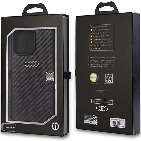 Audi iPhone 14 Pro Max Skal Carbon Fiber Svart