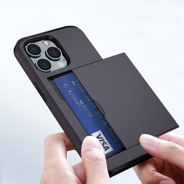 iPhone 14 Pro Max Skal Card Slide Svart