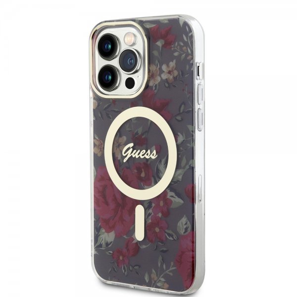 Guess iPhone 14 Pro Max Skal Flower MagSafe Kaki