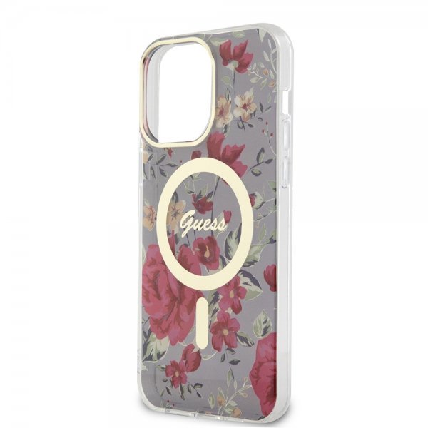 Guess iPhone 14 Pro Max Skal Flower MagSafe Kaki