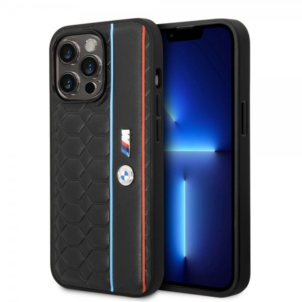 BMW iPhone 14 Pro Max Skal Hexagonal Pattern Svart