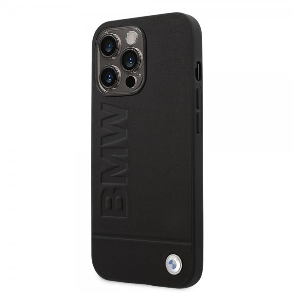BMW iPhone 14 Pro Max Skal Hot Stamp Metal Logo Svart