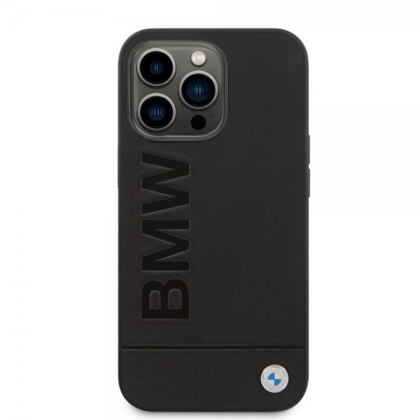 BMW iPhone 14 Pro Max Skal Hot Stamp Metal Logo Svart