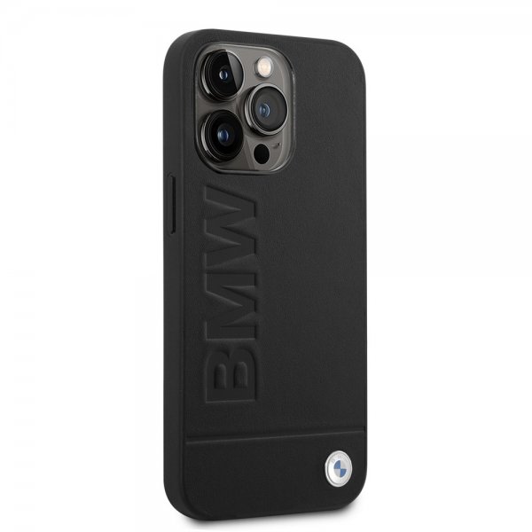 BMW iPhone 14 Pro Max Skal Hot Stamp Metal Logo Svart