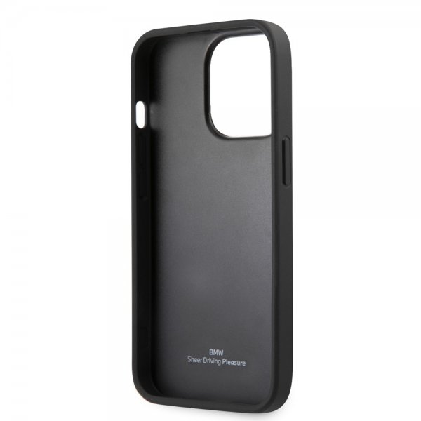 BMW iPhone 14 Pro Max Skal Hot Stamp Metal Logo Svart