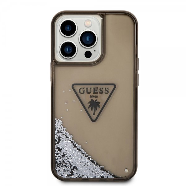Guess iPhone 14 Pro Max Skal Liquid Glitter Translucent Svart