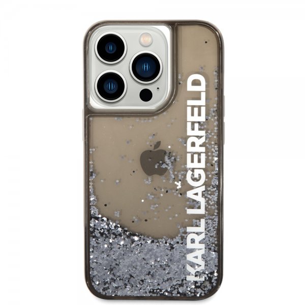Karl Lagerfeld iPhone 14 Pro Max Skal Liquid Glitter Translucent Svart