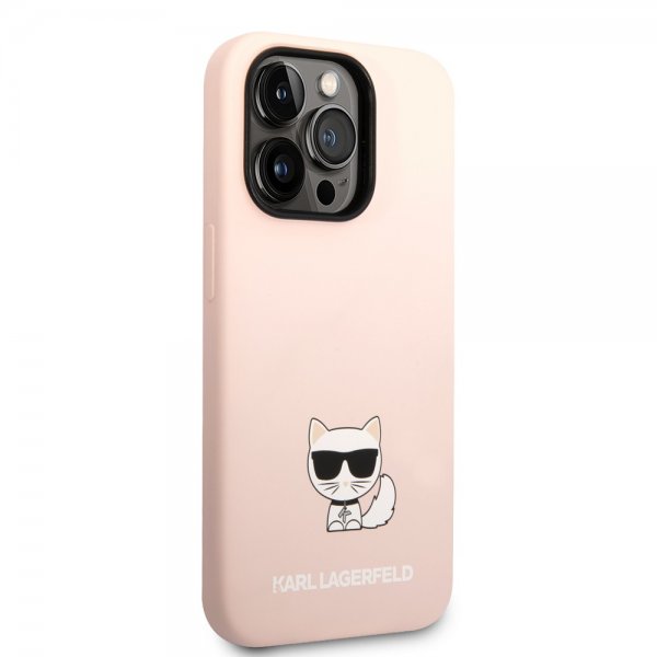 Karl Lagerfeld iPhone 14 Pro Max Skal Liquid Silicone Choupette Rosa