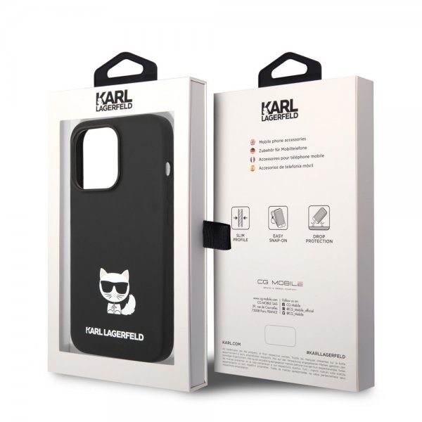 Karl Lagerfeld iPhone 14 Pro Max Skal Liquid Silicone Choupette Svart