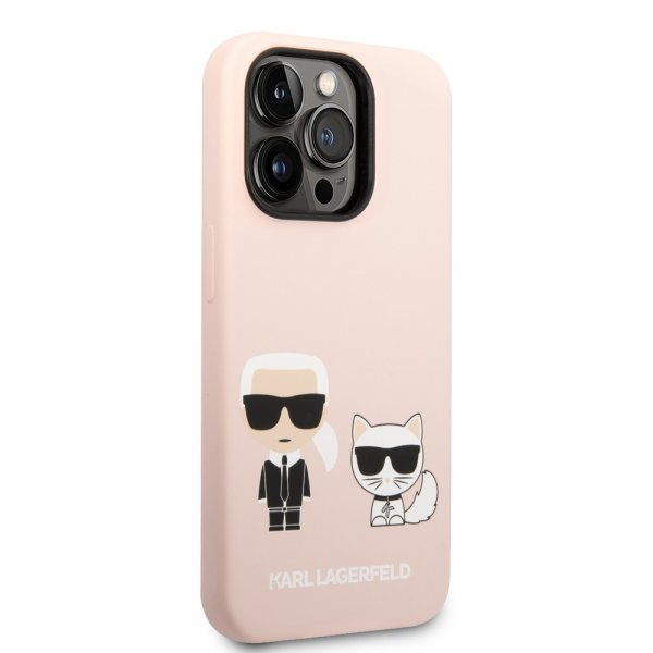 Karl Lagerfeld iPhone 14 Pro Max Skal Liquid Silicone Karl & Choupette MagSafe Rosa