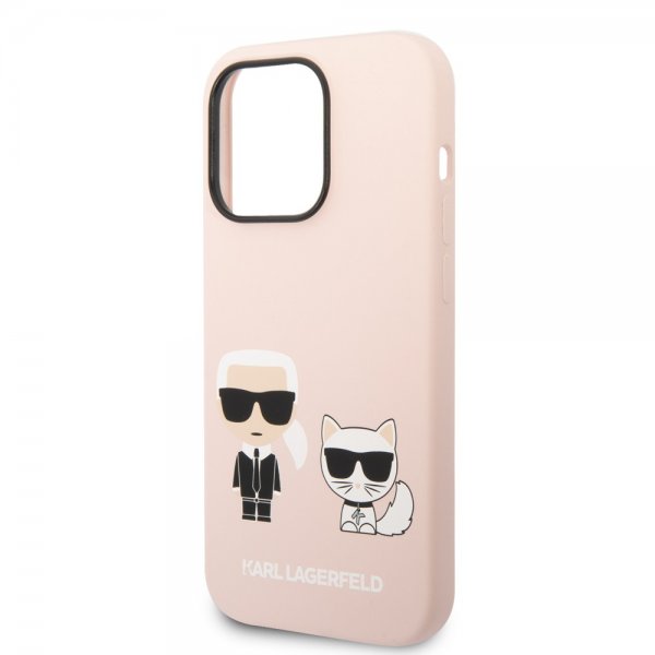 Karl Lagerfeld iPhone 14 Pro Max Skal Liquid Silicone Karl & Choupette MagSafe Rosa