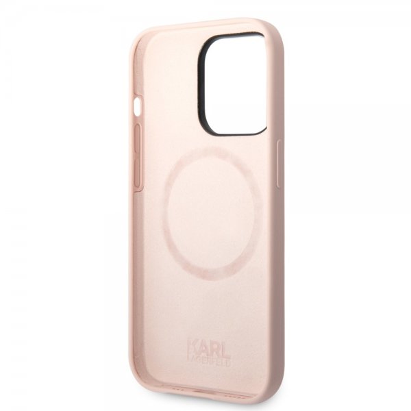 Karl Lagerfeld iPhone 14 Pro Max Skal Liquid Silicone Karl & Choupette MagSafe Rosa