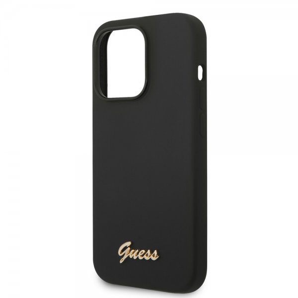 Guess iPhone 14 Pro Max Skal Liquid Silicone Metal Logo Svart