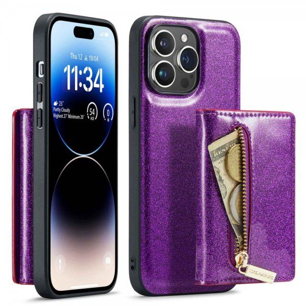 Dg.Ming iPhone 14 Pro Max Skal M3 Series Löstagbar Korthållare Lila