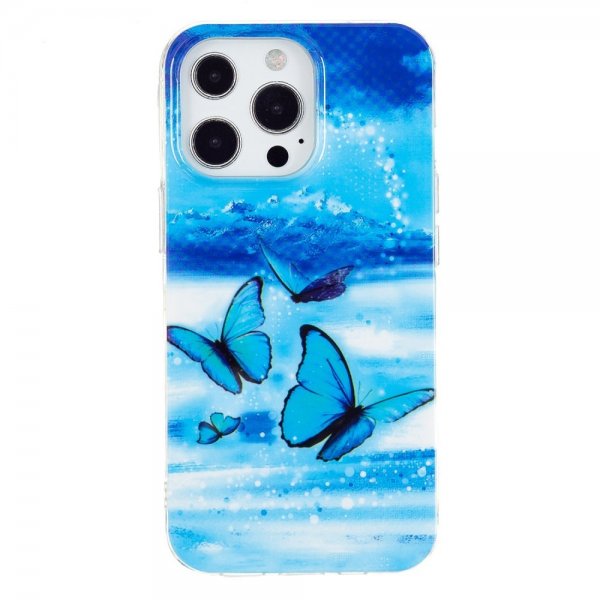 iPhone 14 Pro Max Skal Motiv Blåa Fjärilar