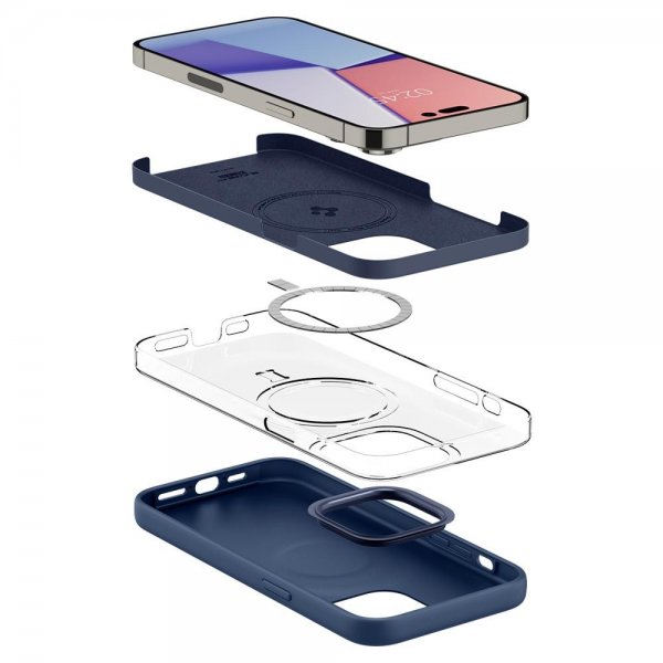 Spigen iPhone 14 Pro Max Skal Silicone Fit MagFit Navy Blue