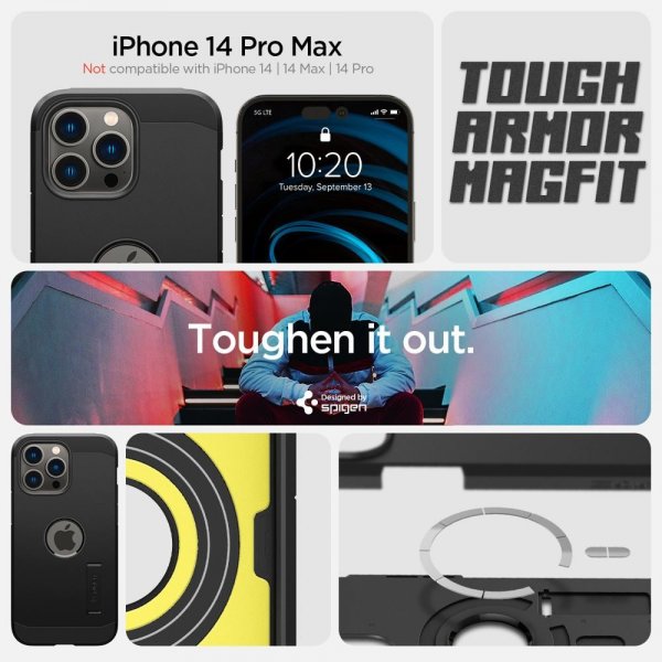 Spigen iPhone 14 Pro Max Skal Tough Armor MagFit Svart