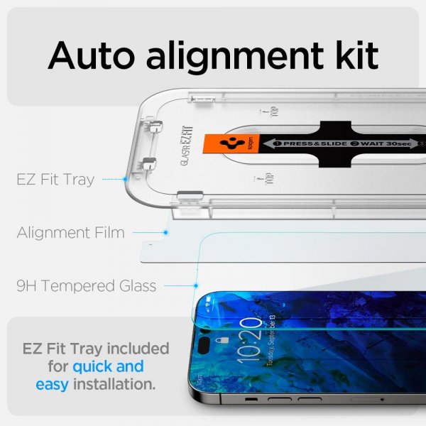 Spigen iPhone 14 Pro Max Skärmskydd GLAS.tR EZ Fit 2-pack