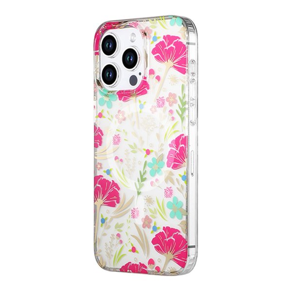 iPhone 14 Pro Skal Blommönster MagSafe Röd Grön