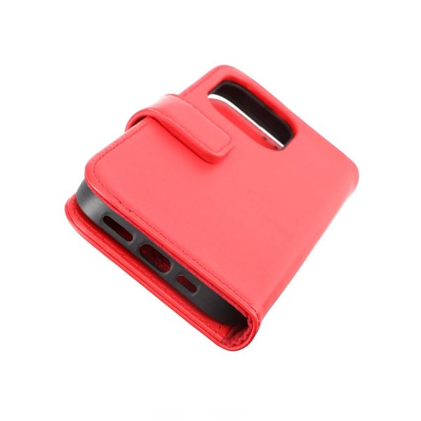 Rvelon iPhone 14 Pro Fodral Äkta läder Kortfack Röd