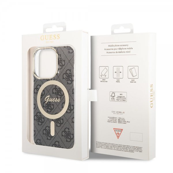 Guess iPhone 14 Pro Skal 4G Pattern MagSafe Svart