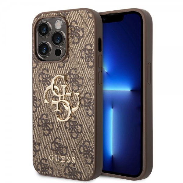 Guess iPhone 14 Pro Skal Big Metal Logo Brun