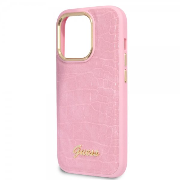 Guess iPhone 14 Pro Skal Croco Rosa