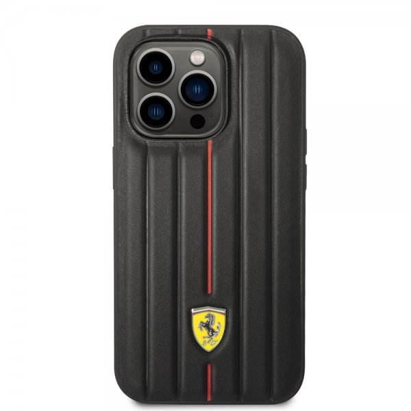 Ferrari iPhone 14 Pro Skal Embossed Stripes Röd