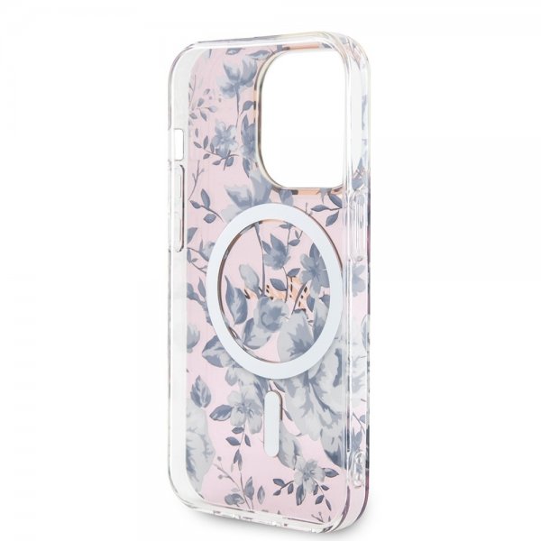 Guess iPhone 14 Pro Skal Flower MagSafe Rosa