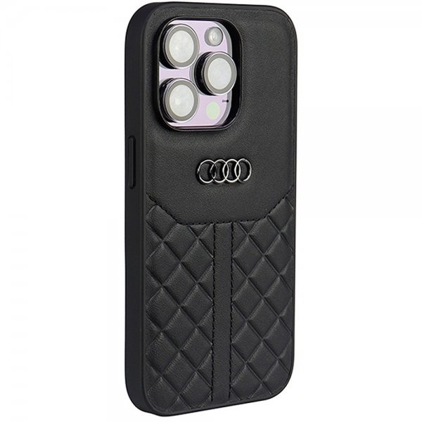 Audi iPhone 14 Pro Skal Genuine Leather Case Svart