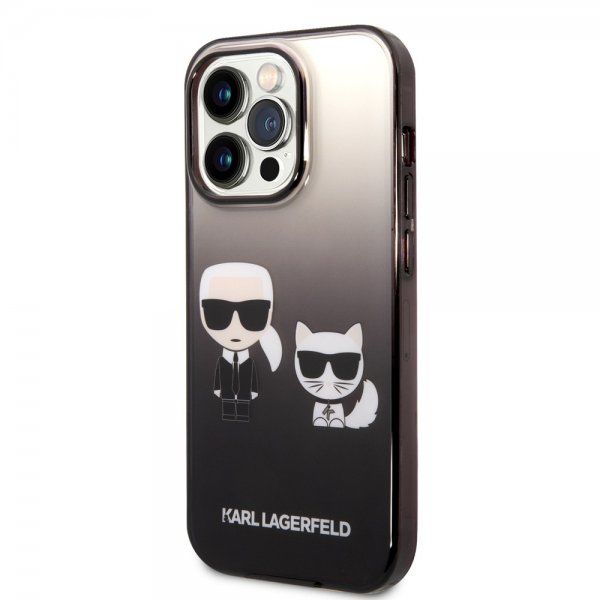 Karl Lagerfeld iPhone 14 Pro Skal Karl & Choupette Gradient Svart
