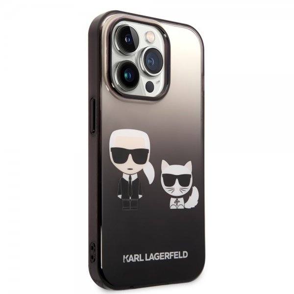 Karl Lagerfeld iPhone 14 Pro Skal Karl & Choupette Gradient Svart