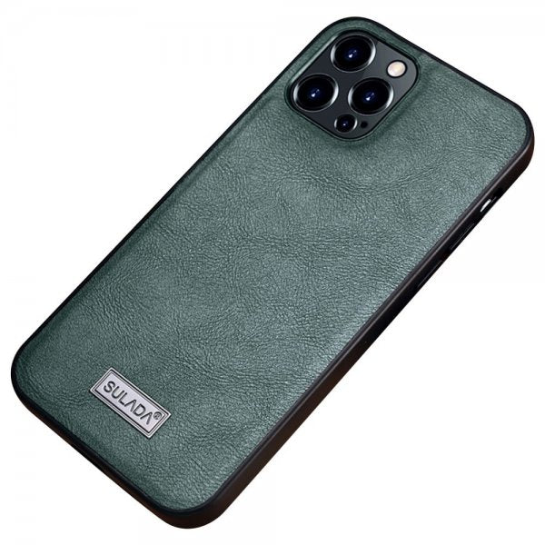 Sulada iPhone 14 Pro Skal Lädertextur Grön