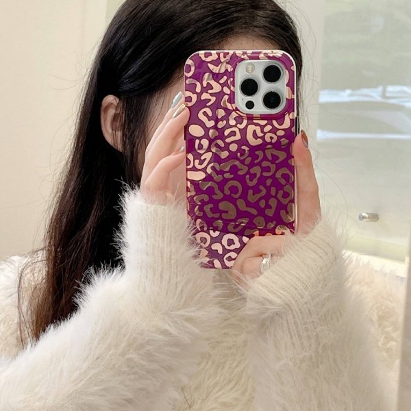 iPhone 14 Pro Skal Leopardmönster Lila