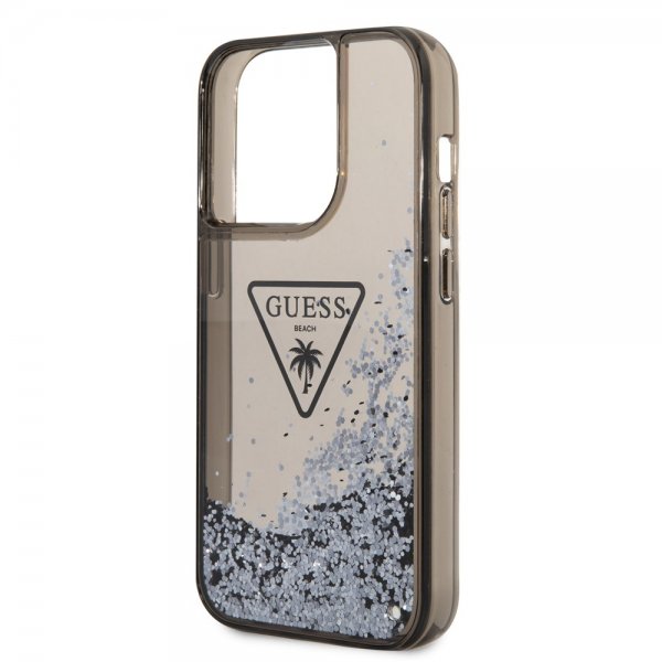 Guess iPhone 14 Pro Skal Liquid Glitter Translucent Svart