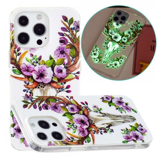 iPhone 14 Pro Skal Motiv Blommor och Hjort
