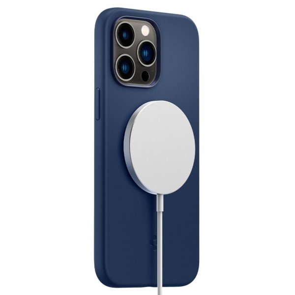 Spigen iPhone 14 Pro Skal Silicone Fit MagFit Navy Blue
