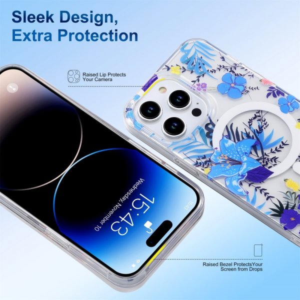iPhone 14 Pro Skal Spring Series MagSafe Gula Blommor