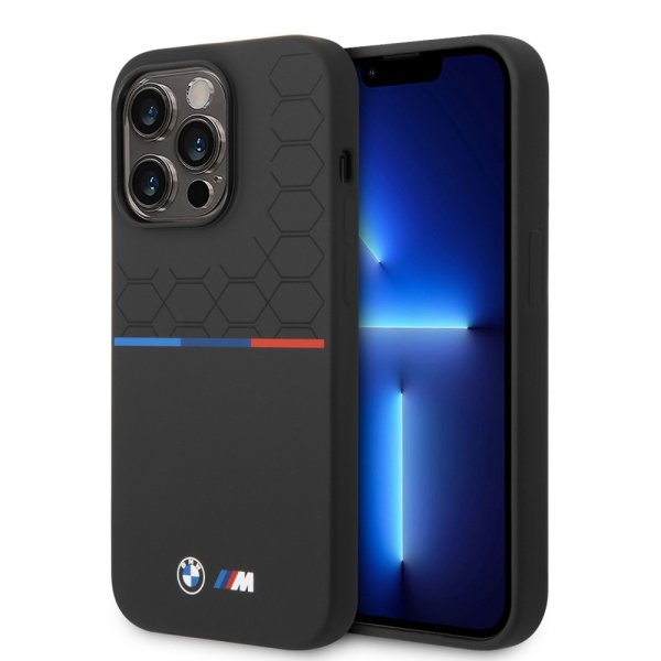 BMW iPhone 14 Pro Skal Tricolor Line & Logo Svart