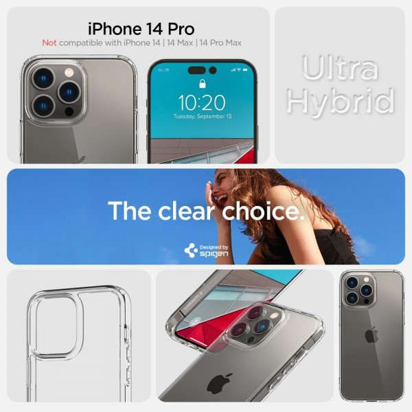 Spigen iPhone 14 Pro Skal Ultra Hybrid Crystal Clear