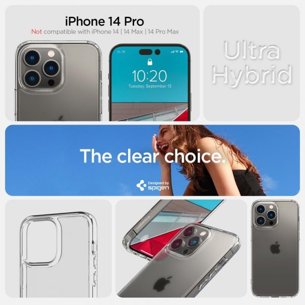 Spigen iPhone 14 Pro Skal Ultra Hybrid Frost Clear
