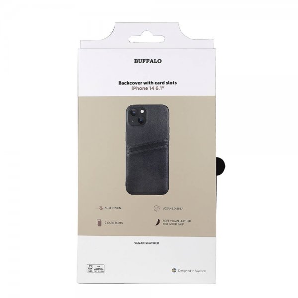 Buffalo iPhone 13/14 Skal Backcover with Card Slots Svart