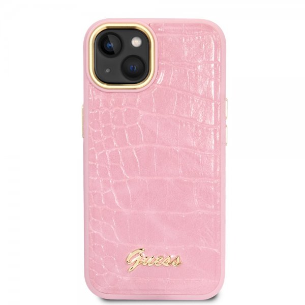 Guess iPhone 14 Skal Croco Rosa