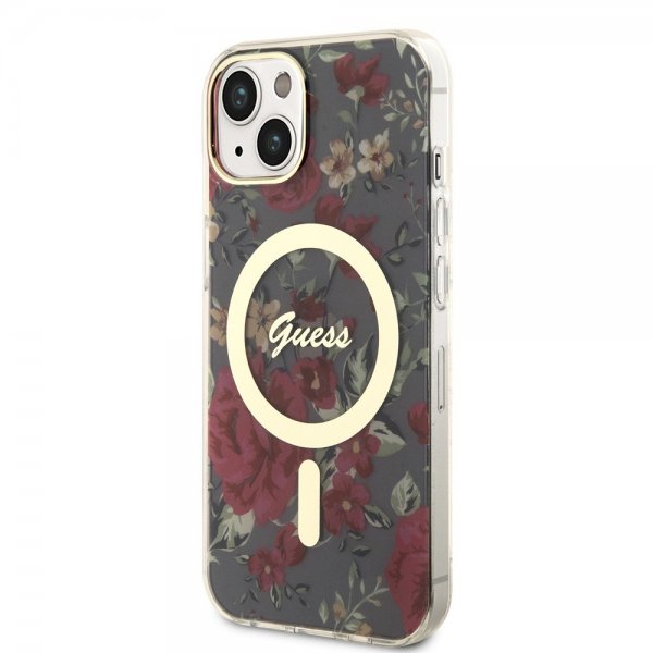 Guess iPhone 14 Skal Flower MagSafe Kaki