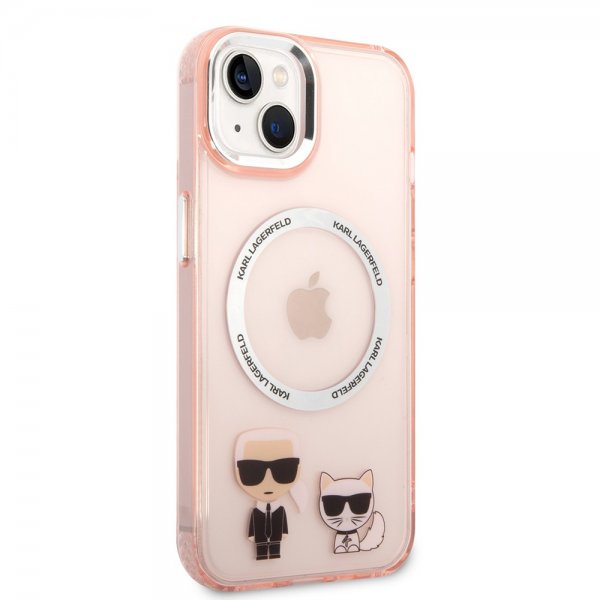 Karl Lagerfeld iPhone 14 Skal Karl & Choupette MagSafe Rosa