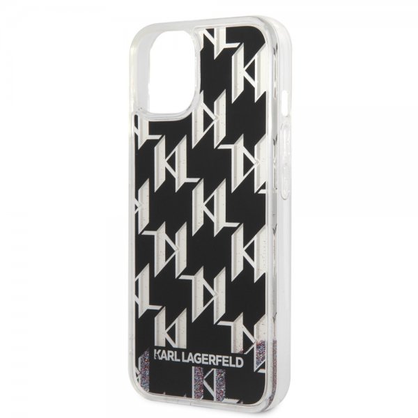 Karl Lagerfeld iPhone 14 Skal Liquid Glitter Monogram Svart
