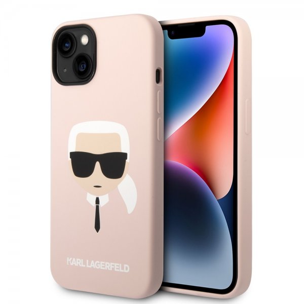 Karl Lagerfeld iPhone 14 Skal Liquid Silicone Karl MagSafe Rosa