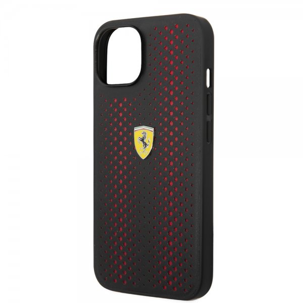 Ferrari iPhone 14 Skal Logo Perforerad Röd
